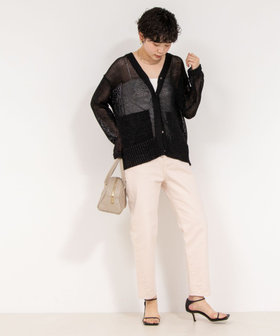 美品　25SS　Rie Miller　洗える 金ボタンVネックカーディガン　黒 美品 25SS Rie Miller 洗える 金ボタンVネックカーディガン 黒