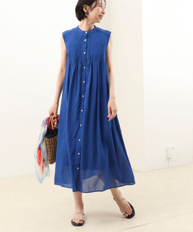 麻調シアーボイルピンタックワンピース