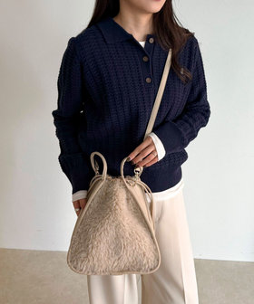 異素材ファートライアングルバッグ