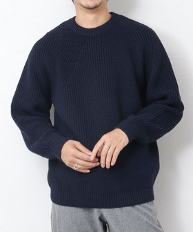 美品　バトナ― シグネチャークルーネックニット　紺　M～L カシミヤ混 BATONER】シグネチャークルーネックニット/BN-20FM-030（ニット