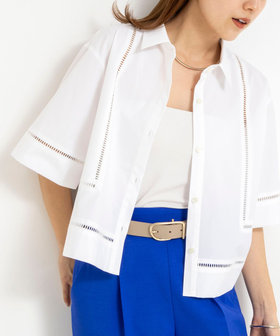 ウォッシャブルはしごレース半袖ショートシャツ