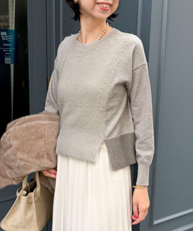 ラメフェザー切替バイカラープルオーバーニット