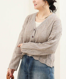 ラメ入りレース編みカーディガン