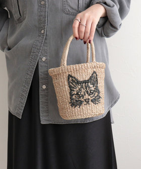 BAGMATI/バグマティ】キャット刺繍アバカミニトートバッグ（6-0518-2