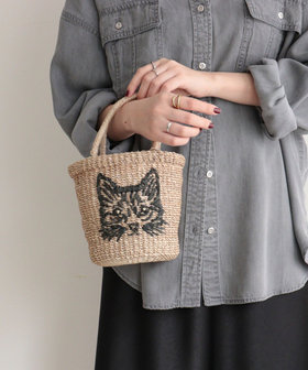 BAGMATI/バグマティ】キャット刺繍アバカミニトートバッグ（6-0518-2