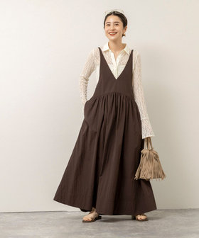 【MAQWEL/マクウェル】ウォッシャブルソフトタフタワンピース