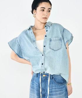【RM denim】ラッフルスリーブデニムブラウス