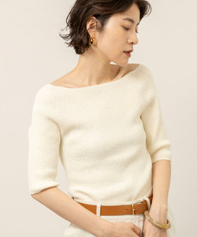 《手洗い可能》ブークレ5分袖ニット