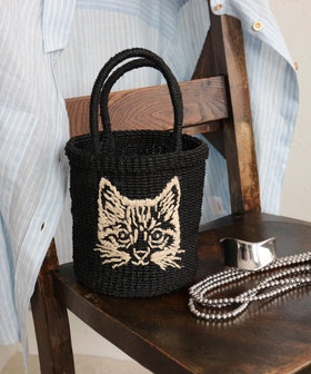 BAGMATI/バグマティ】キャット刺繍アバカミニトートバッグ（6-0518-2