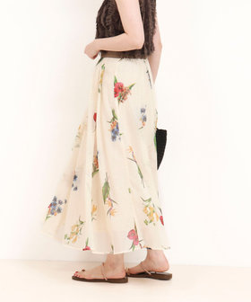 新品*45R モールスキンの花柄スカート*サイズ2*タックフレアスカート 新品*45R モールスキンの花柄スカート*サイズ2*タックフレアスカート