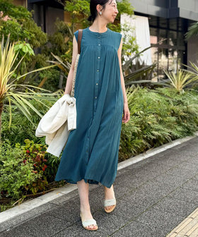 麻調シアーシャツワンピース