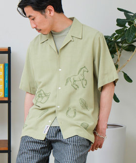 【GEVACO/ゲバコ】刺繍オープンカラーシャツ