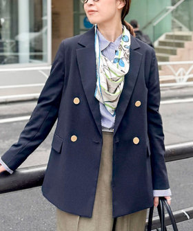 ウォッシャブル麻調スラブWジャケット