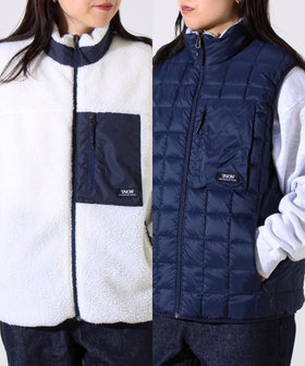 【2WAYで着回せる】【UNISEX】GLOSTER配色別注 TAIONボア×ダウンベスト