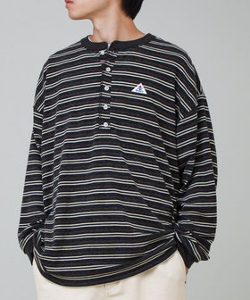 【GEVACO/ゲバコ】ヘンリーネックボーダー ロングスリーブTシャツ