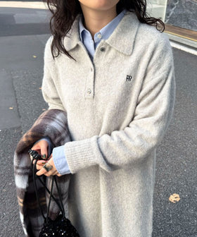 FR刺繍衿付きニットワンピース