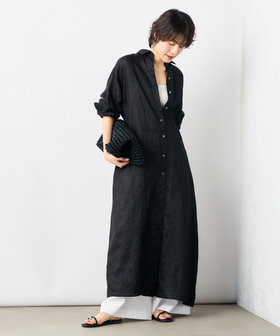 美品✨plantation リネン シャツコート 羽織 ワンピース ホワイト 2 セール】リネンシャツワンピース（シャツワンピース）｜NOLLEY'S