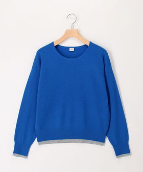 カシミヤ100 配色クルーネックプルオーバーニット（5-0803-6-02-003