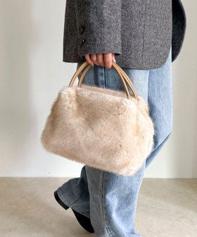 ミンク風2WAYボックストートバッグ