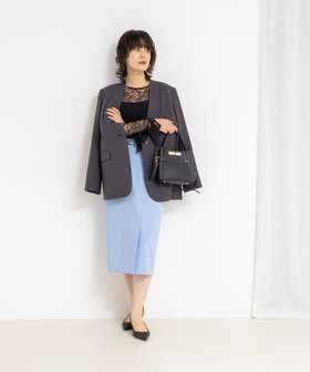 ウォッシャブルベルト付きラップ風タイトスカート（5-0030-6-06-002