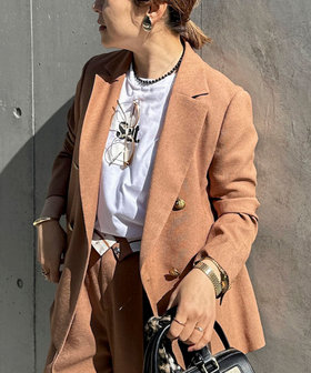 《セットアップ対応》ウォッシャブルハイスペック麻調ダブルジャケット