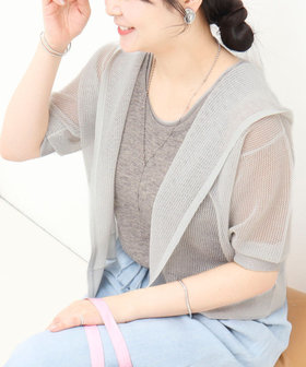 フードメッシュ半袖はおり