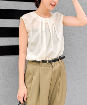 《セットアップ対応》撥水ストレッチタフタタックブラウス