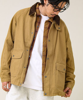 【ダック地/デニム】衿コール カバーオール