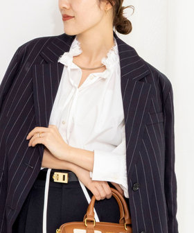 ウォッシャブルフリル襟ブラウス