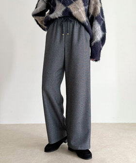 【4サイズ展開/ベストセラー】ソフトシャークスキン/チェックイージーパンツ