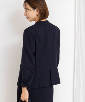 セットアップ対応》ウォッシャブルウール調ノーカラージャケット（5