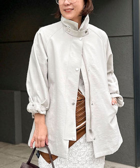 ウォッシャブルエアーツイルステンカラーハーフコート