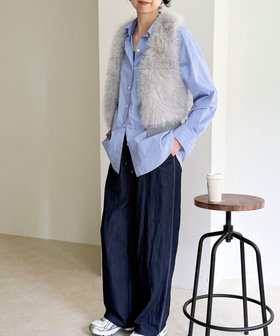 フェイクファー切替ジレ