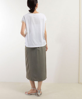 リブ部分シアー フレンチスリーブTシャツ（5-0822-2-03-001