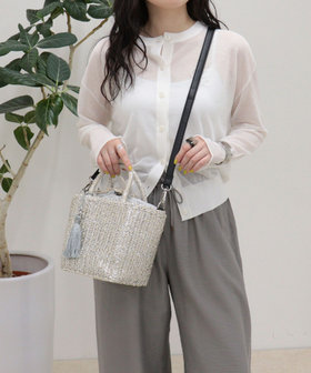 タッセル付メタルフィルム２WAYバッグ