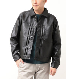 フェイクレザートラッカージャケット