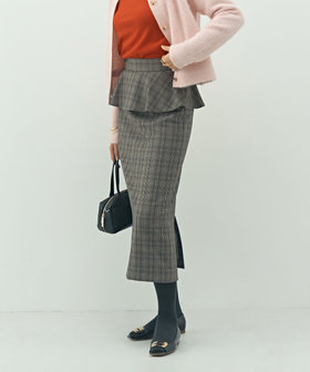 ウォッシャブルペプラムタイトミディスカート