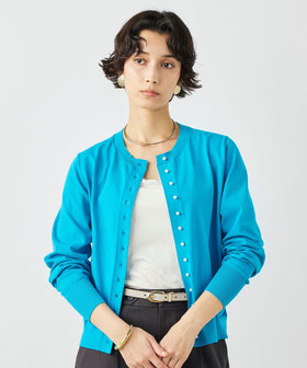 《手洗い可能》コットンテックスクルーネックカーディガン