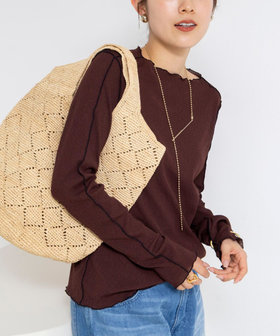 ウォッシャブルドライテレコメロー配色プルオーバー