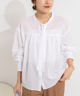 ウォッシャブル100/2ガスボイルボウタイブラウス