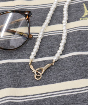 フロントメタルフックパールネックレス