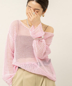 【MAQWEL/マクウェル】ウォッシャブル透かし編みサマーニットプルオーバー