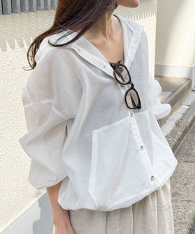 【大人気リバイバル】シアーフーディシャツブルゾン