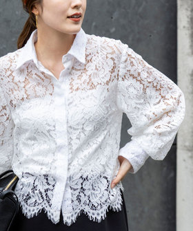 ウォッシャブルレースシャツ