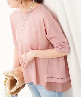 はしごレース異素材切替プルオーバー