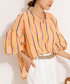 ウォッシャブルドビーストライプブラウス
