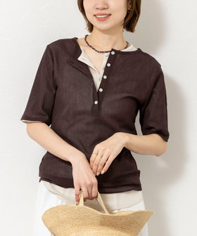 ウォッシャブルコットンチュールバックヘンリー2WAYプルオーバー