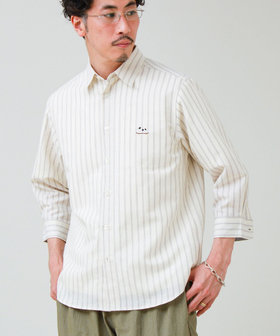 【フレブル刺繍】七分袖シャツ ストライプ/無地