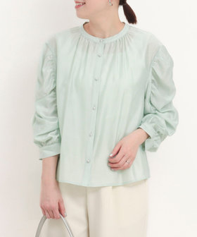シルキーローン袖ギャザーブラウス