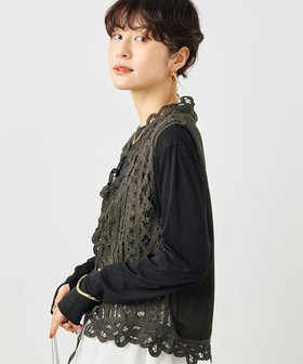 《手洗い可能》バテンレースジレ